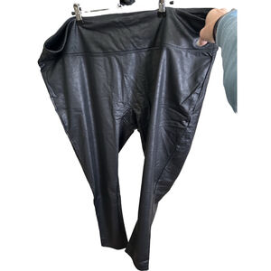 New Women's All Worthy by Hunter McGrady Faux Leather Leggings Size 3X Black